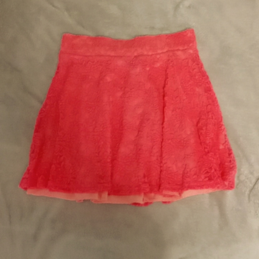 Pink/Salmon lace Mini skirt.